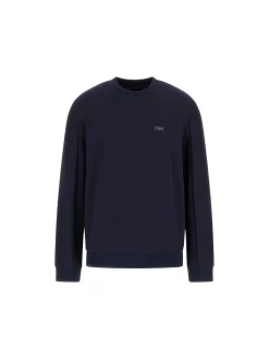 Felpa girocollo tessuto tecnico stretch blu