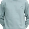 Felpa interlock logo rilievo sul petto ceruleo