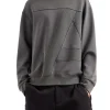 Felpa manica lunga colorblock grigio scuro