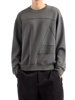 Felpa manica lunga colorblock grigio scuro