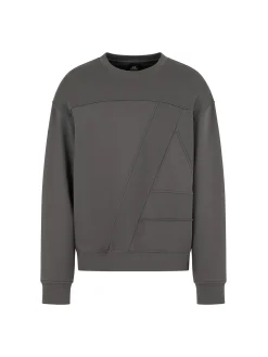 Felpa manica lunga colorblock grigio scuro