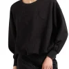Felpa manica lunga con logo in strass nero
