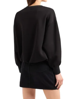 Felpa manica lunga con logo in strass nero