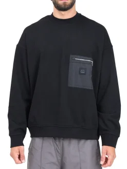 Felpa manica lunga pocket con zip nero