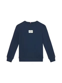 Felpa maniche lughe con path logo blu