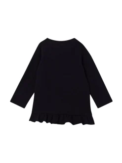 Felpa maxi con stampa fiocco strass nero