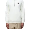 Felpa mezza zip con cappuccio b-badge bianco