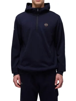 Felpa mezza zip con cappuccio b-badge blu
