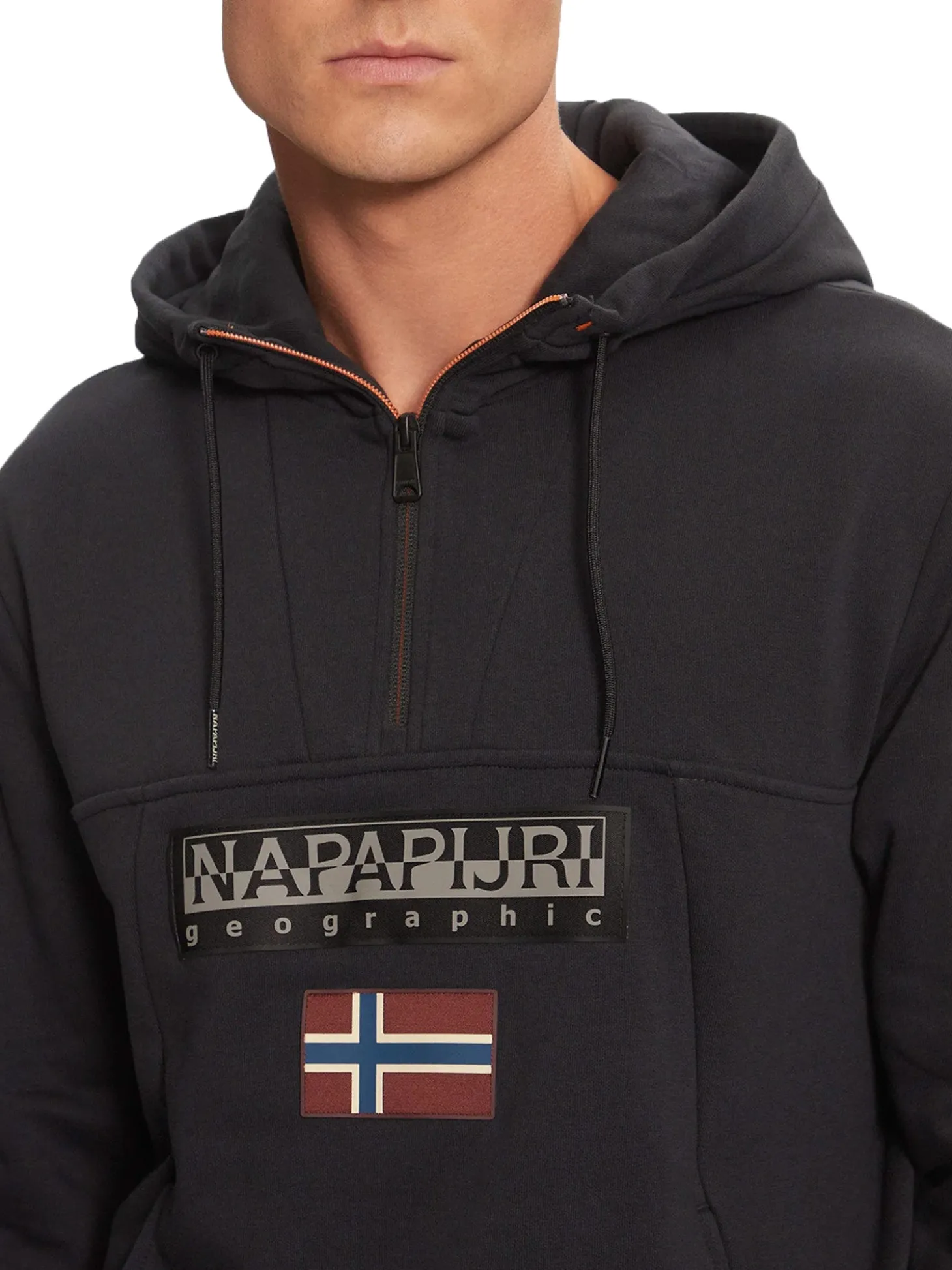 Felpa mezza zip con cappuccio burgee hzh 2,0 nero