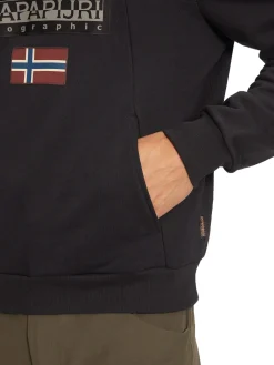Felpa mezza zip con cappuccio burgee hzh 2,0 nero