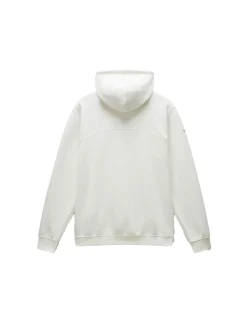 Felpa mezza zip con cappuccio b-badge bianco