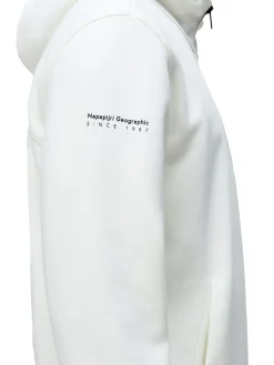 Felpa mezza zip con cappuccio b-badge bianco