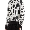 Felpa mezza zip e cappuccio stampa monogram allover nero multi