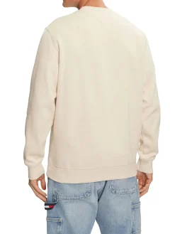 Felpa minimal a girocollo beige