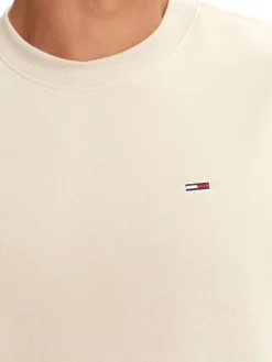 Felpa minimal a girocollo beige