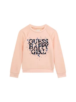 Felpa neonata ricamo happy girl pesca