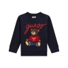 Felpa neonato con ricamo teddy blu