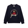 Felpa over con ricamo teddy blu