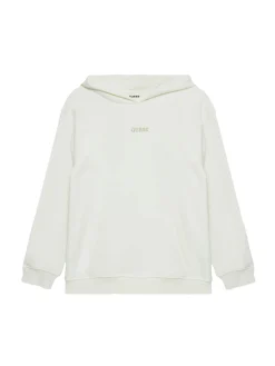 Felpa oversize con cappuccio e stampa teddy bianco