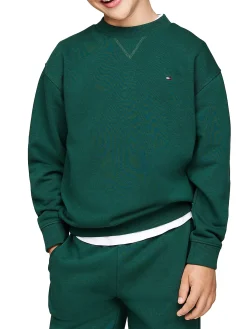 Felpa Teen con bandierina ricamata verde