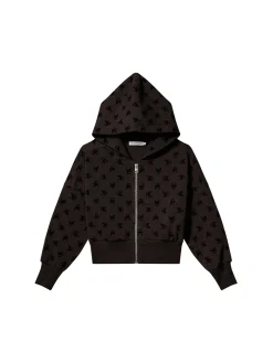 Felpa teen con cappuccio monogram nero