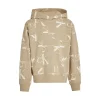 Felpa teen con cappuccio logo allover beige