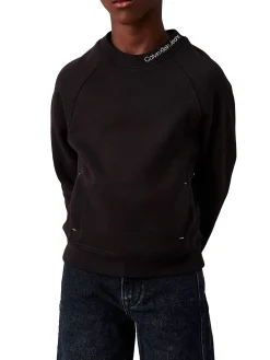 Felpa teen con logo sul collo nero