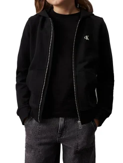 Felpa teen con zip e stampa logo nero