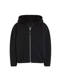 Felpa teen interno in pile con zip nero