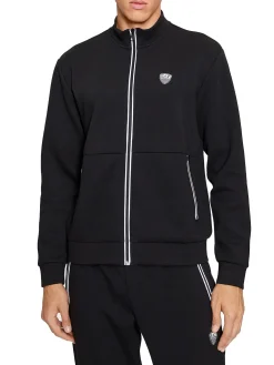 Felpa zip con patch logo gommato sul petto nero
