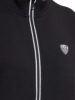Felpa zip con patch logo gommato sul petto nero
