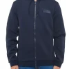 Felpa zip e cappuccio con box logo sul petto blu