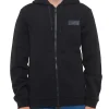 Felpa zip e cappuccio con box logo sul petto nero