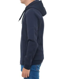 Felpa zip e cappuccio con box logo sul petto blu