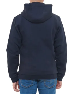 Felpa zip e cappuccio con box logo sul petto blu
