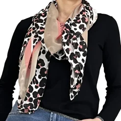 Foulard con stampa animalier corallo