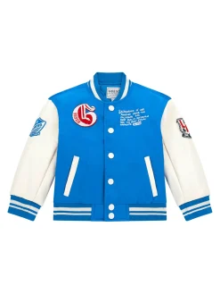 Giacca bomber college patch ricamo tigre posteriore bluette