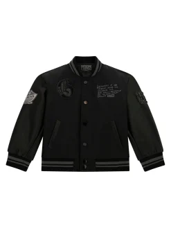 Giacca bomber college patch ricamo tigre posteriore nero