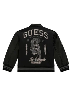 Giacca bomber college patch ricamo tigre posteriore nero