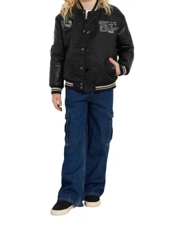Giacca bomber college patch ricamo tigre posteriore nero