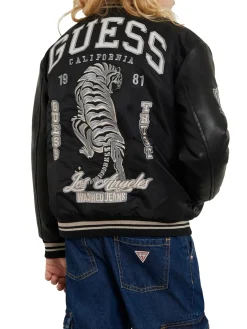 Giacca bomber college patch ricamo tigre posteriore nero
