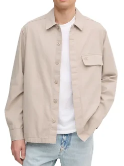 Giacca camicia di cotone taglio relaxed beige