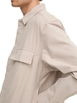 Giacca camicia di cotone taglio relaxed beige