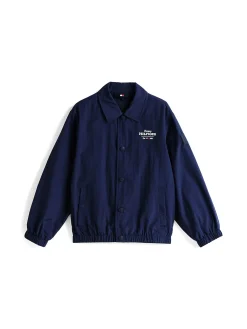 Giacca coach con logo ricamato sul petto blu