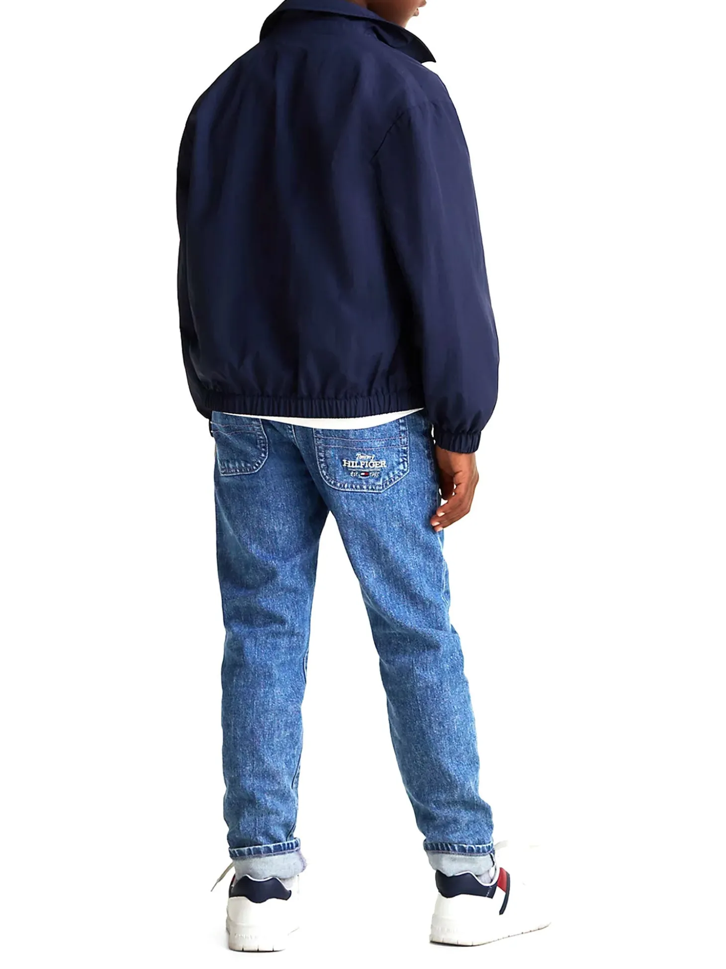 Giacca coach con logo ricamato sul petto blu