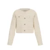Giacca con bottoni e tasche applicate in tweed sabbia