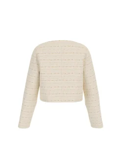 Giacca con bottoni e tasche applicate in tweed sabbia