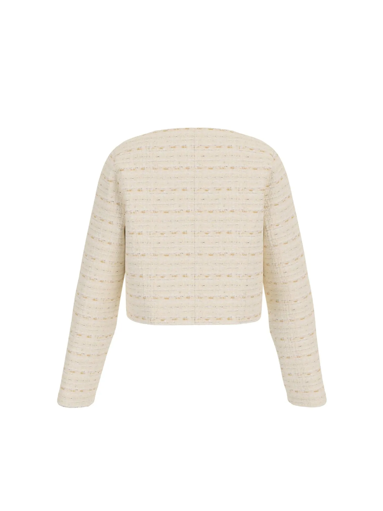 Giacca con bottoni e tasche applicate in tweed sabbia