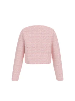 Giacca con bottoni e tasche applicate in tweed rosa