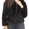 Giacca con cappuccio in ecopelliccia nero
